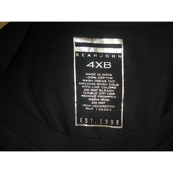 Sean John T Shirt Deadstock Color Block Black Beige Pullover NWT Mens Size 4XB - Picture 6 of 8